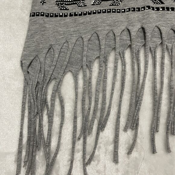 Studded Forever 21 Juniors Aztec Print Fringe Crop Top Gray Size Small - Picture 3 of 5